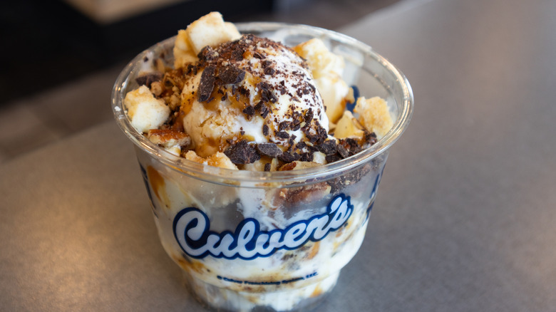 An assortment of custard flavors with chocolate
