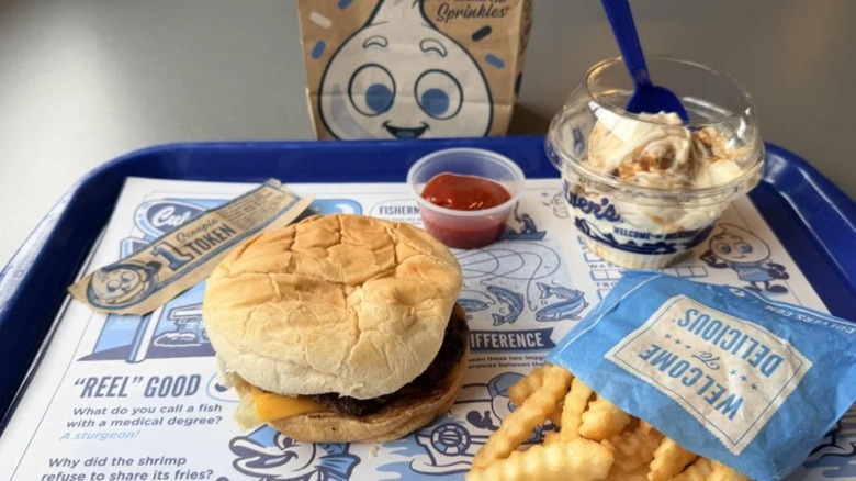 Burger meal for kids with milk and fries