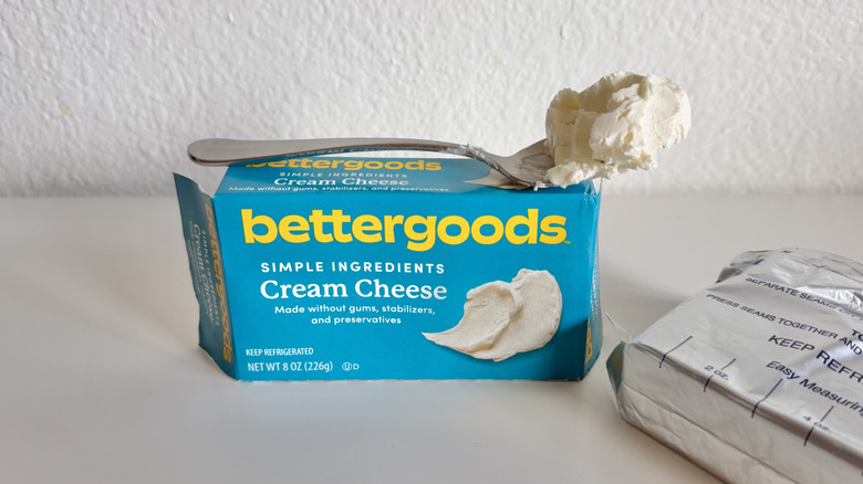 bettergoods Cream Cheese Bar piled on a spoon that's resting on the box