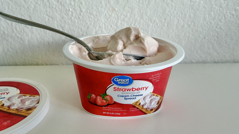 Great Value Strawberry Cream Cheese Spread sub with a spoon inside