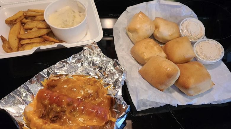 A kids menu meal to-go at Texas Roadhouse