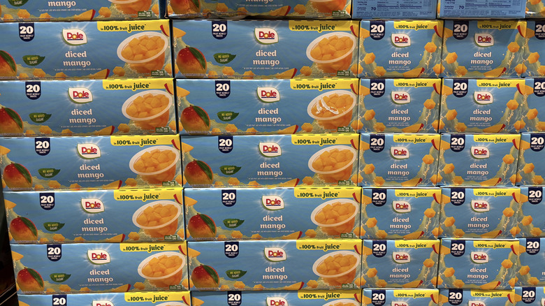 Bulk boxes of Dole diced mango fruit cups