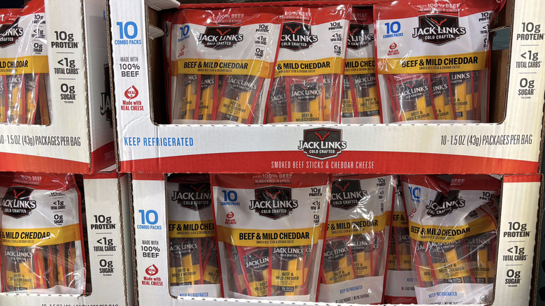 Boxes of Jack Links beef & mild cheddar combo packs