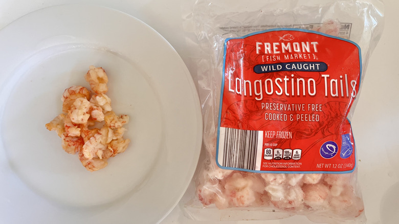 Wild-caught langostino tails on a plate