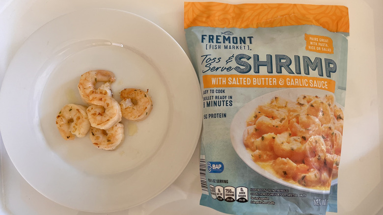 Plate of shrimp with garlic butter sauce