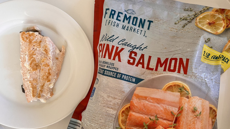 Wild-caught pink salmon filet on a plate
