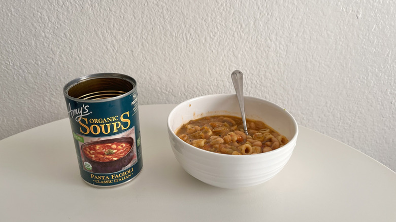 Pasta fagioli soup in a bowl