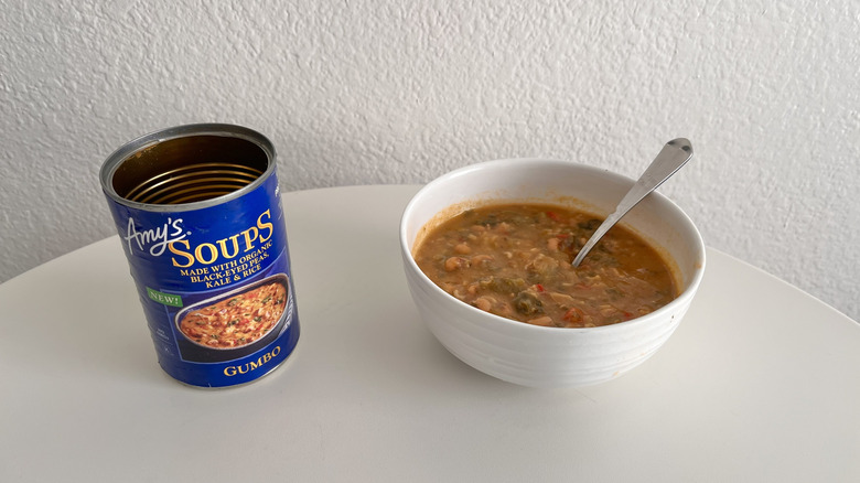 Open can of gumbo on the table