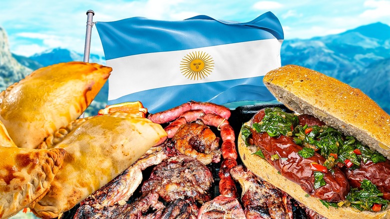 Argentina cuisine and flag