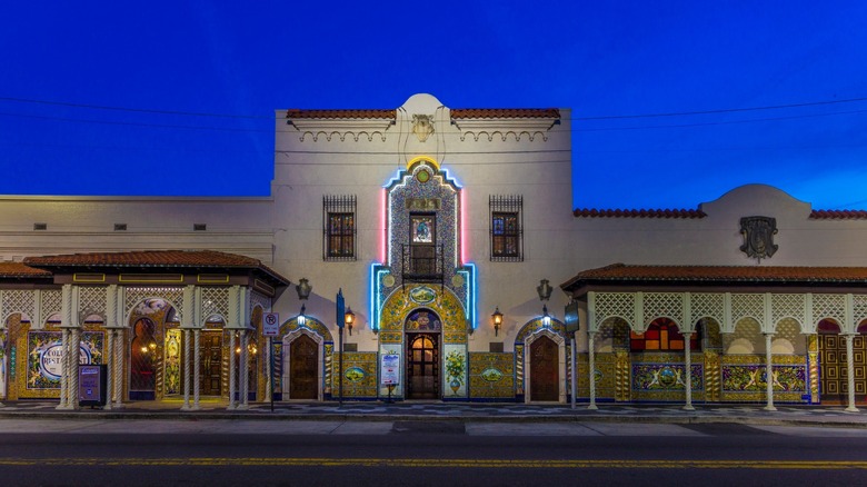 Exterior of Columbia Restaurant at night