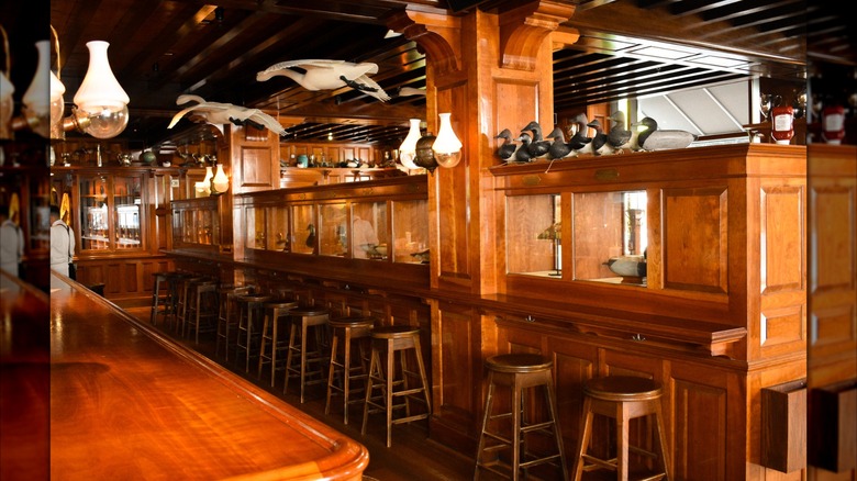 Interior and bar stools inside the Old Ebbitt Grill