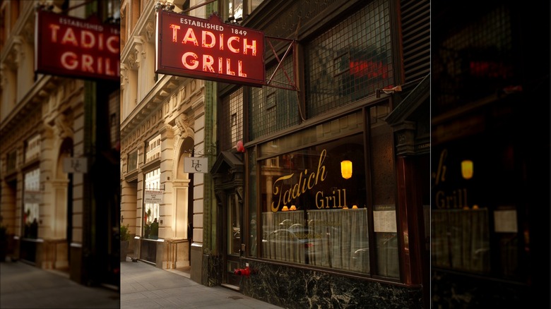 Exterior of the Tadich Grill with neon sign