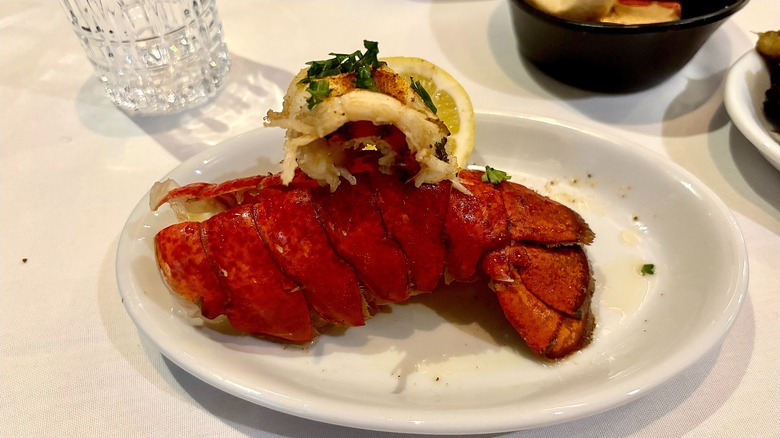 Lobster tail on table at Fogo de Chão