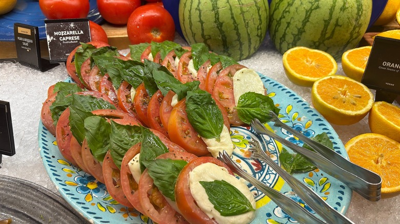 Mozzarella caprese on plate at Fogo de Chão steakhouse