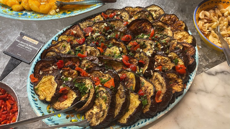 Roasted eggplant on platter at Fogo de Chão
