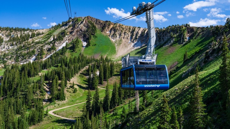 Snowbird tram going to the Summit at Hidden Peak