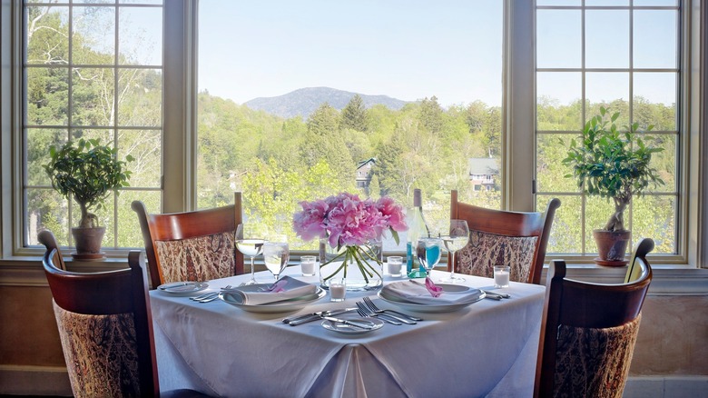 Table for two with lush scenery at The View Restaurant