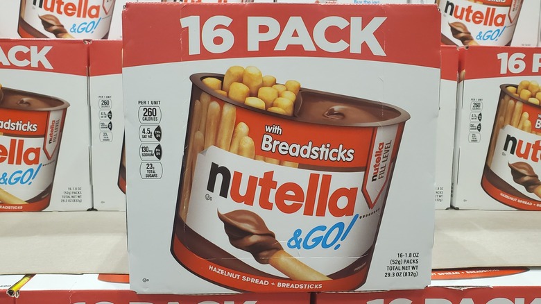 A box of Nutella & Go with breadsticks at Costco