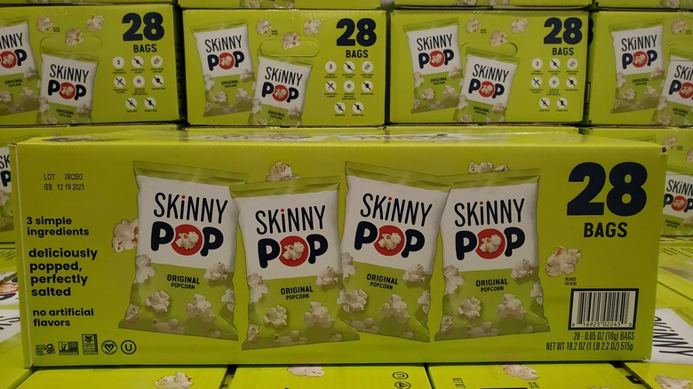 A box of Skinny Pop original popcorn at Costco