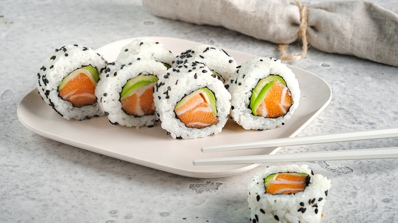 Vegan salmon sushi 