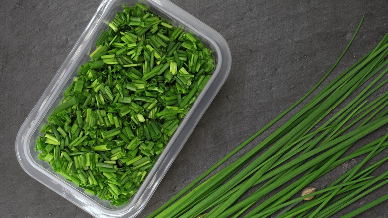 whole and cut chives