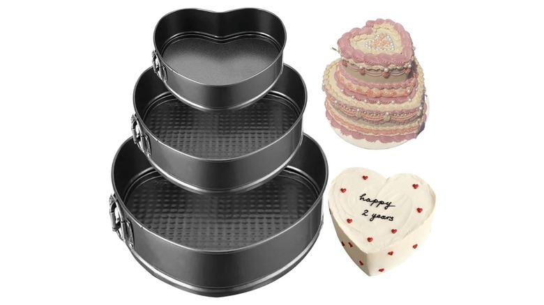 a three-tiered heart-shaped cake pan