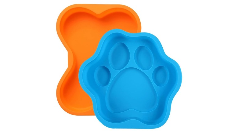 an orange and blue dog cake mold