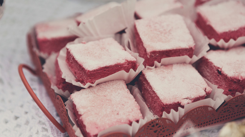 Rose turkish delight on tray
