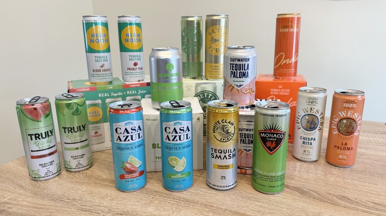 Group of tequila canned drinks