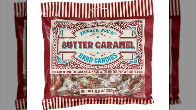 Product image of a bag of Trader Joe's Butter Caramel hard candies.