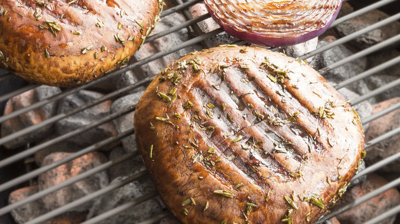 Portobello burgers on the grill