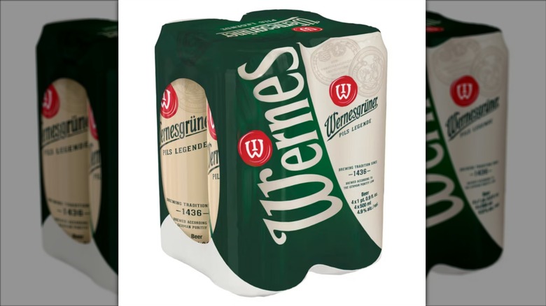 Four pack of Wernesgruner Pilsner beer