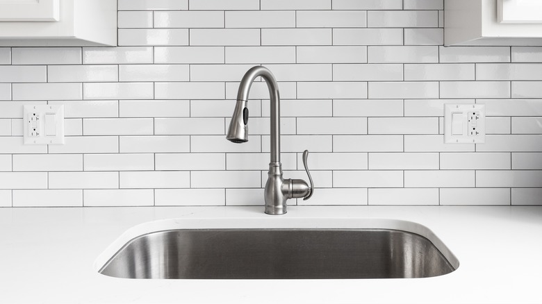 Kitchen sink with white countertop