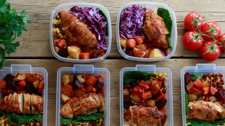 Containers with prepped meals