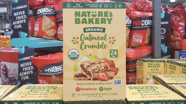 Nature's Bakery organic oatmeal crumble on a shelf at Costco