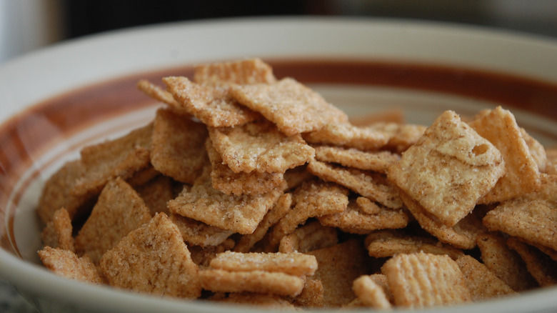 Cinnamon Toast Crunch cereal in bowl