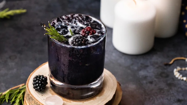 witch themed cocktail on display