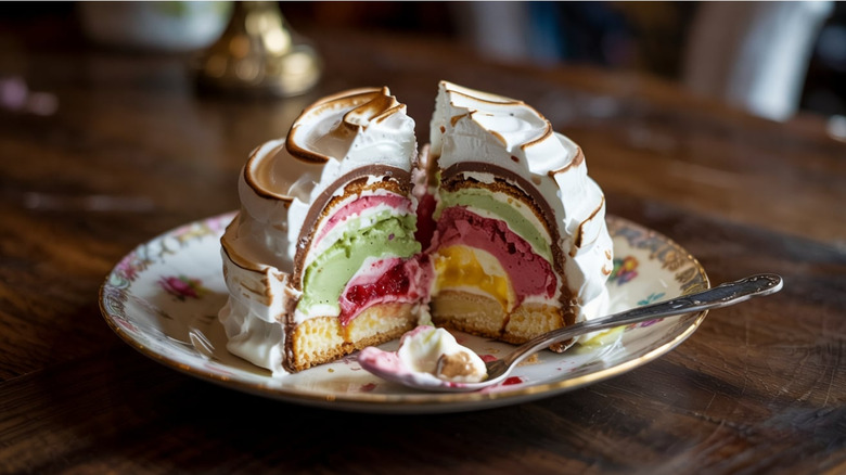 Baked Alaska on a plate