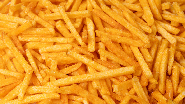 Aerial shot of French fries