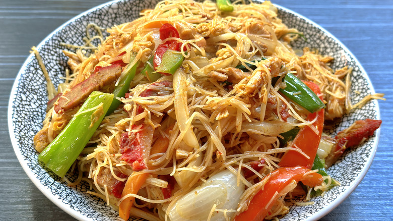 Singapore noodles in a bowl