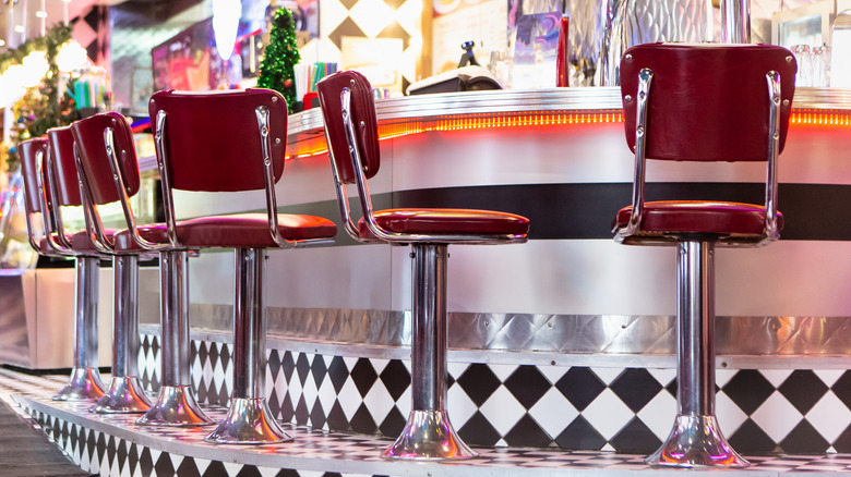 red bar stools vintage diner
