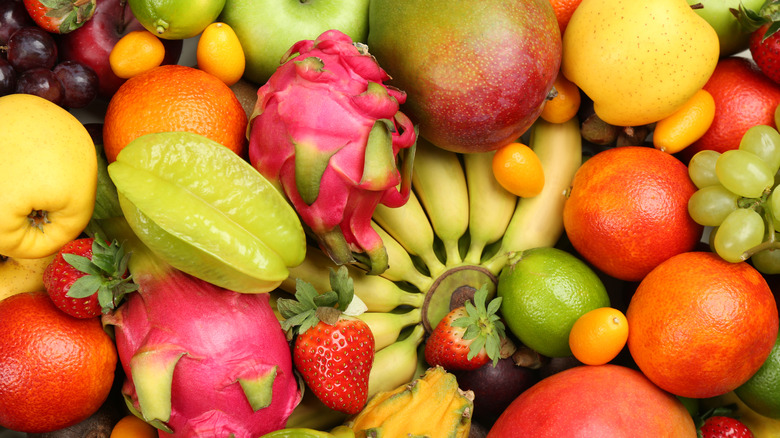 Assortment of exotic tropical fruits 