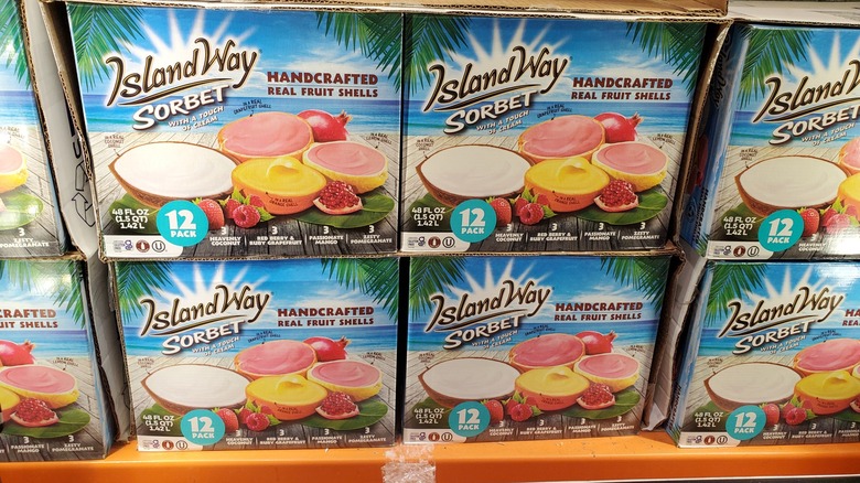Boxes of Island Way sorbet at Costco