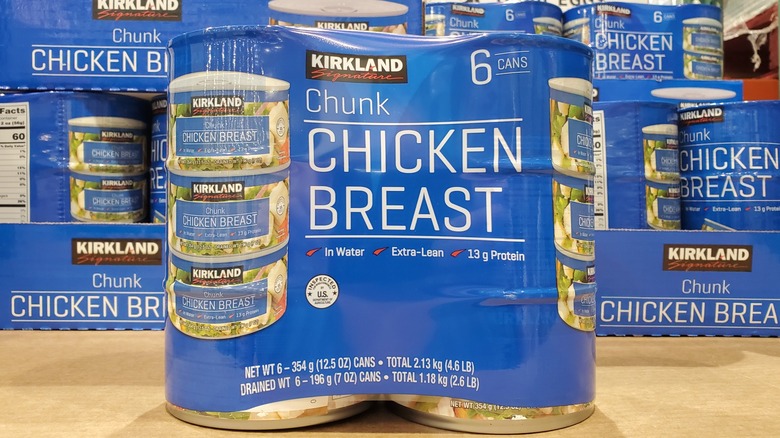 Cans of Kirkland Signature chunk chicken breast