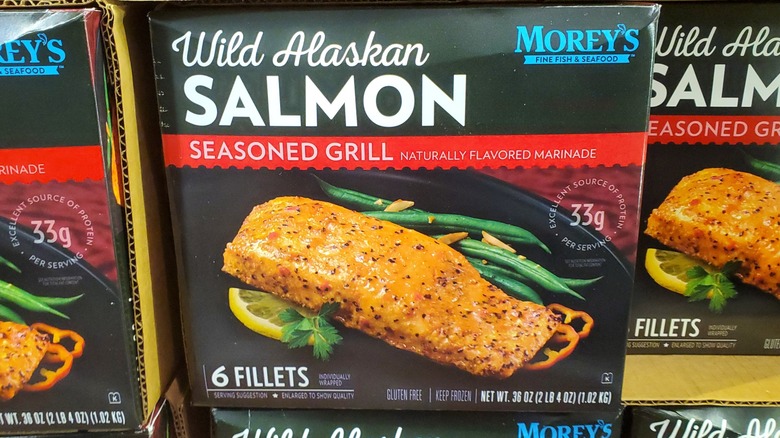Boxes of Morey's wild Alaskan salmon season grill