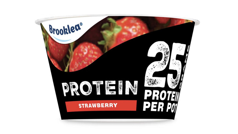 Aldi's protein yogurt in strawberry flavor