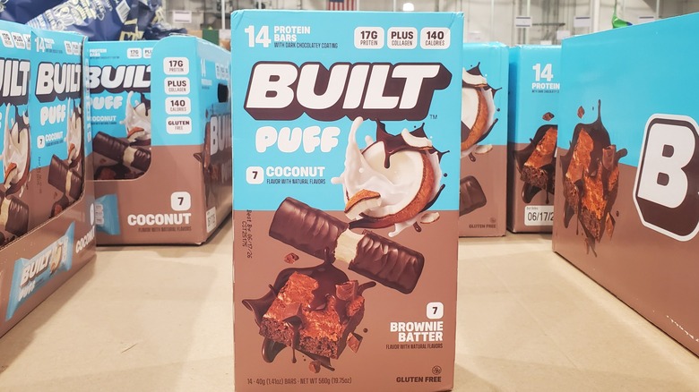 A box of Built Puff protein bars at Costco