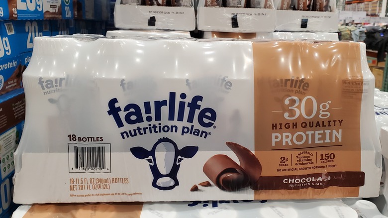 A case of Fairlife nutrition plant chocolate nutrition shakes
