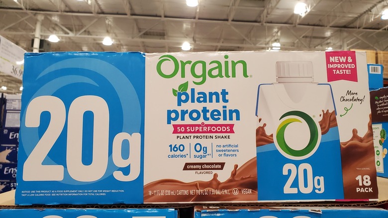 Orgain creamy chocolate plant protein shakes at Costco