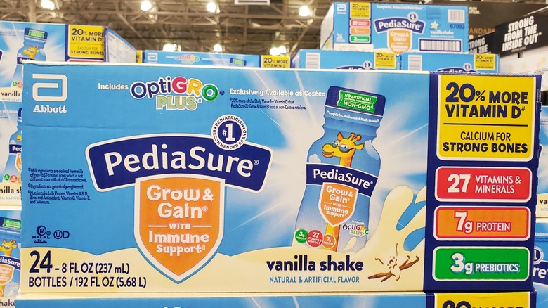 A box of PediaSure Grow & Gain vanilla shakes at Costco